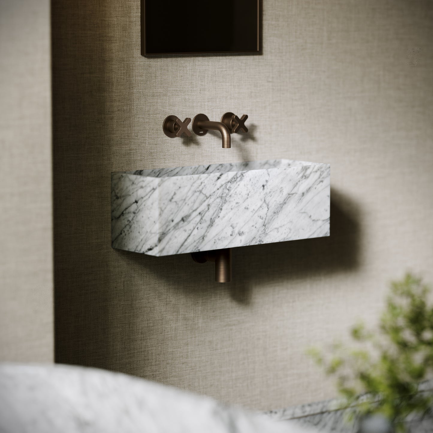 Tucci Carrara Marble Wall Hung Basin 600mm