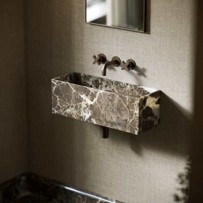 Tucci Dark Emperador Marble Wall Hung Basin 600mm