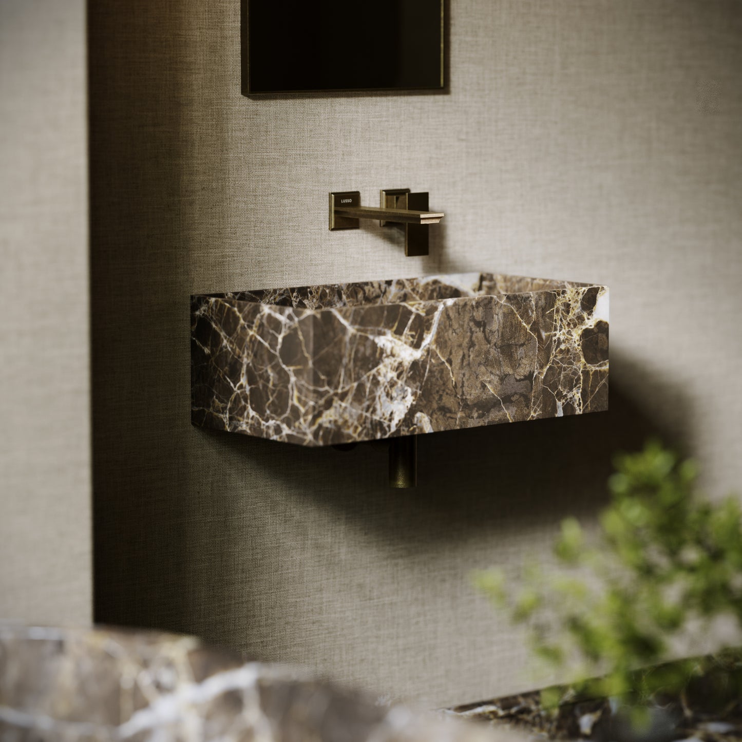 Tucci Dark Emperador Marble Wall Hung Basin 600mm