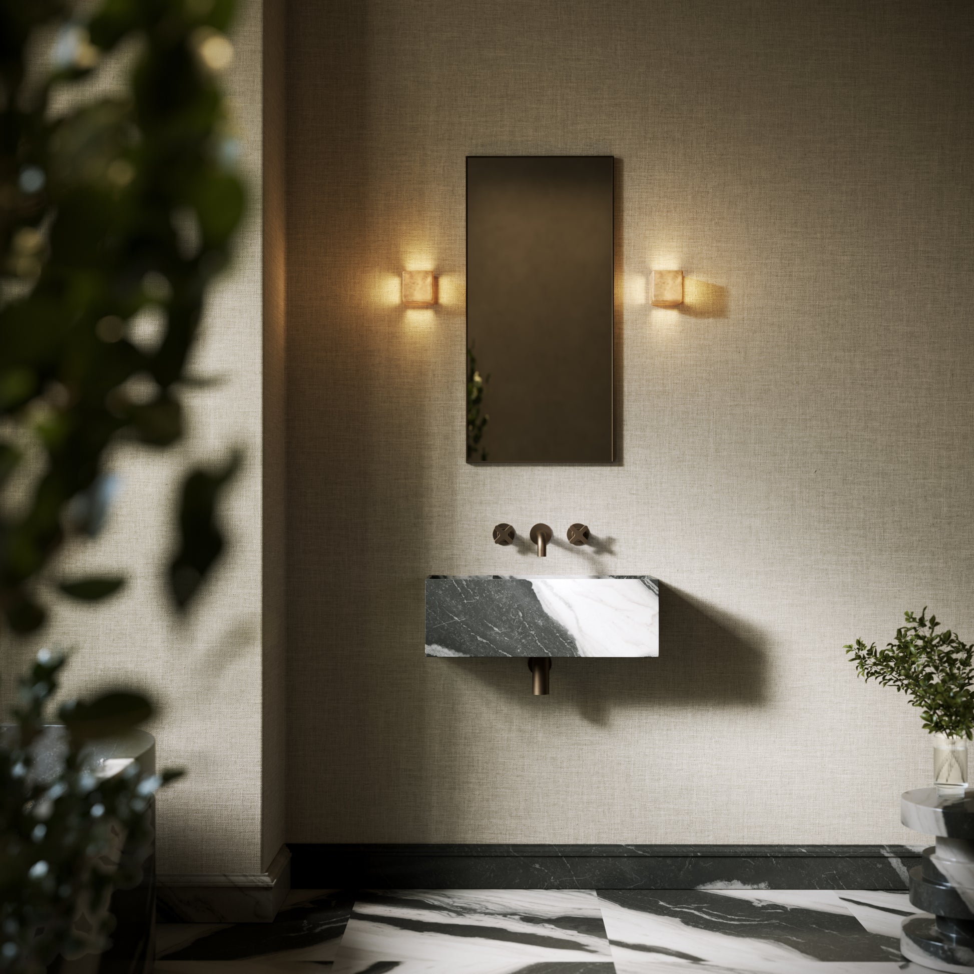 Tucci Panda Marble Wall Hung Basin 600mm