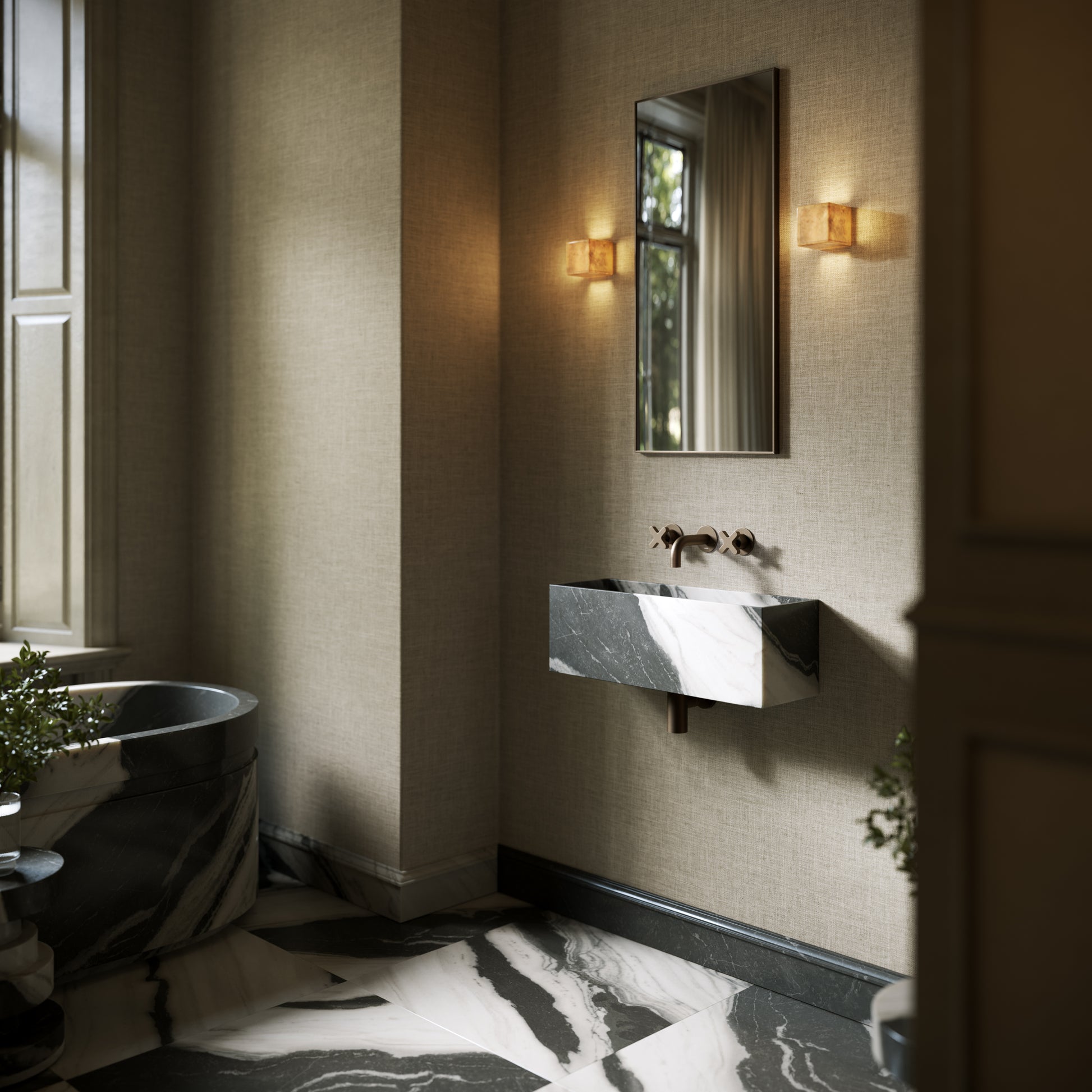 Tucci Panda Marble Wall Hung Basin 600mm
