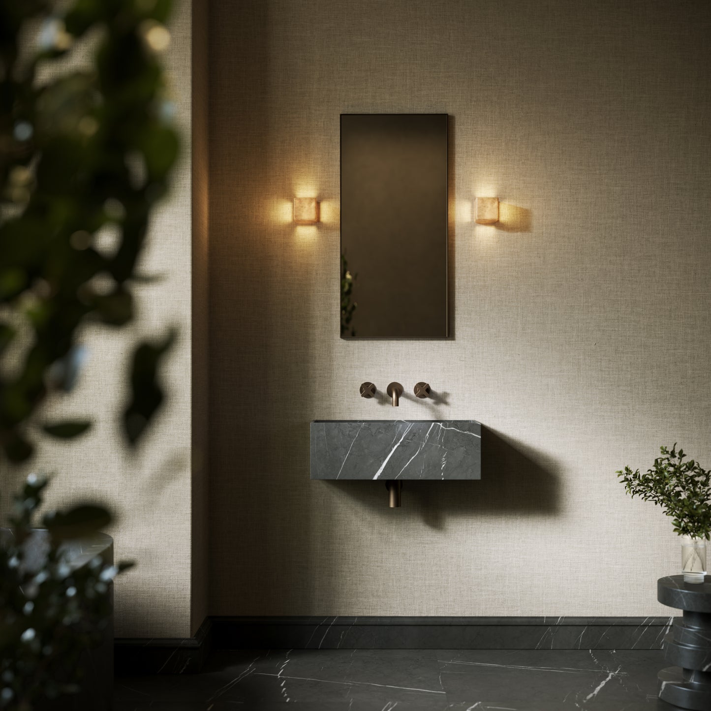Tucci Pietra Grey Marble Wall Hung Basin 600mm