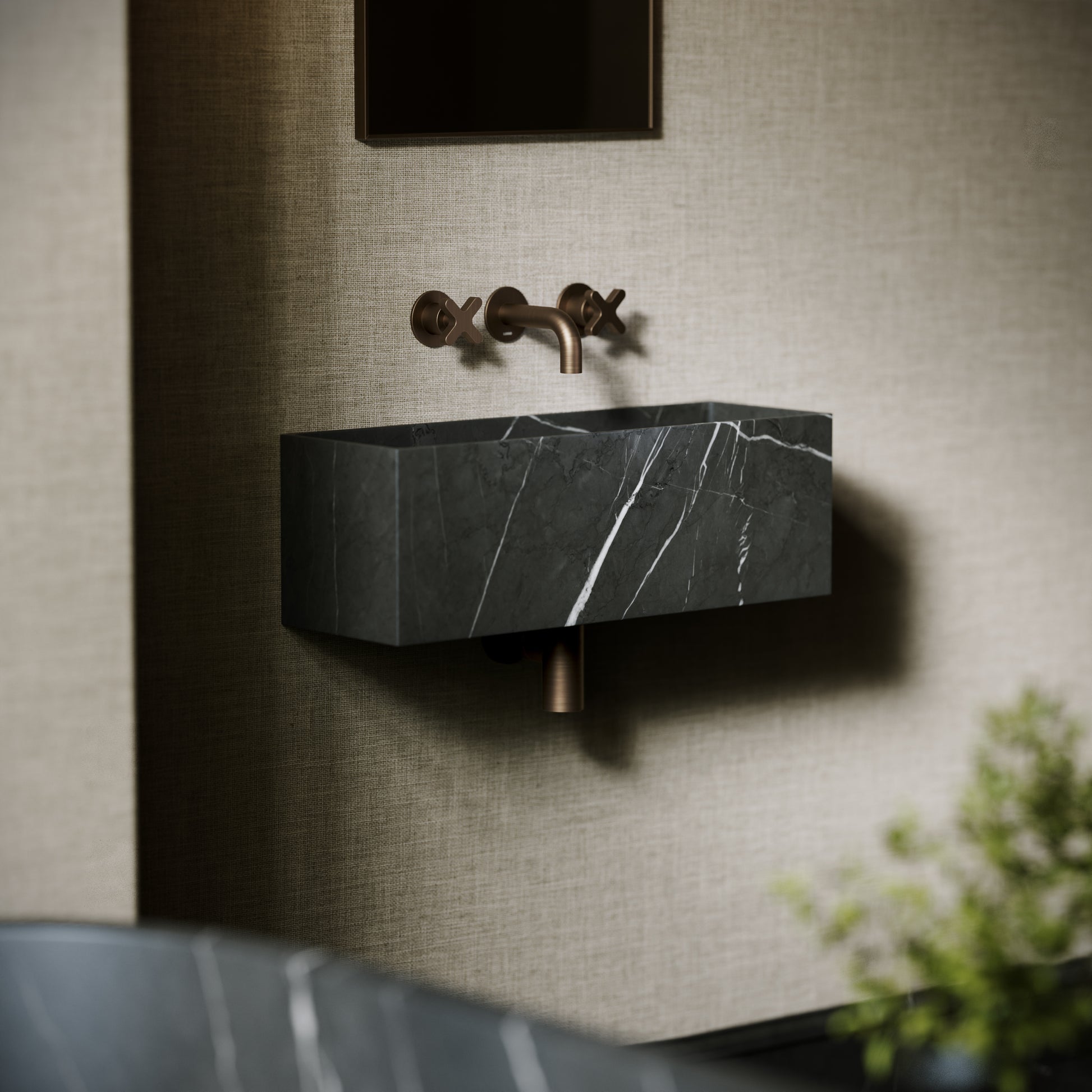 Tucci Pietra Grey Marble Wall Hung Basin 600mm