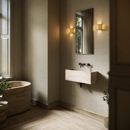 Tucci Travertine Stone Wall Hung Basin 600mm