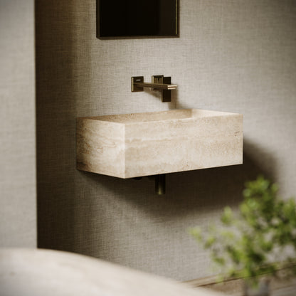 Tucci Travertine Stone Wall Hung Basin 600mm