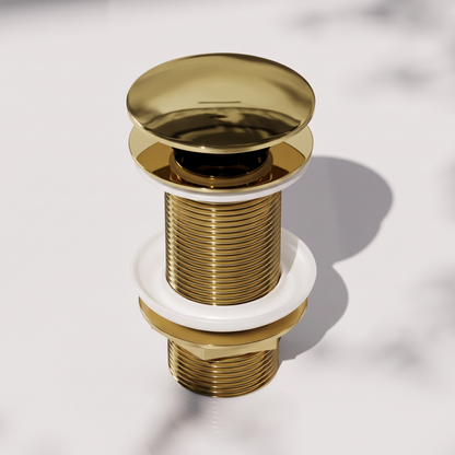 Luxe Polished Brass Unslotted Click Clack Basin Waste
