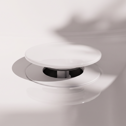 Luxe Polished White Unslotted Click Clack Basin Waste