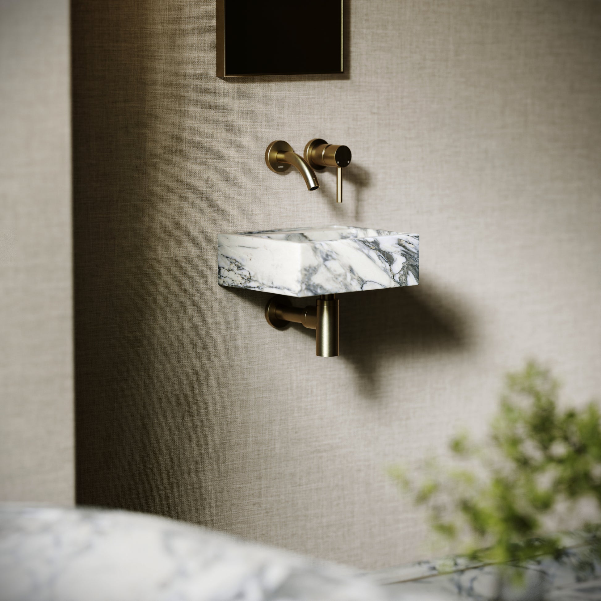 Vasel Arabescato Marble Wall Hung Basin 300mm V2