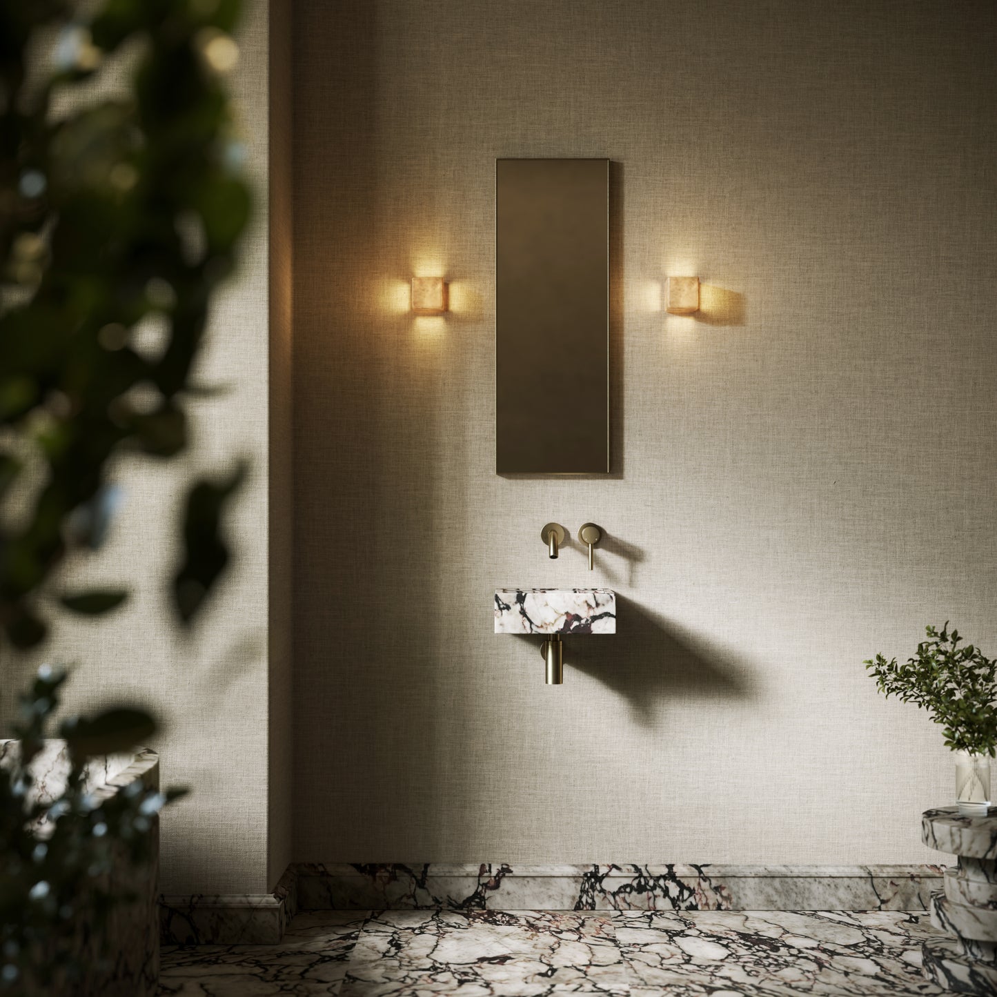 Vasel Calacatta Viola Marble Wall Hung Basin 300mm V2