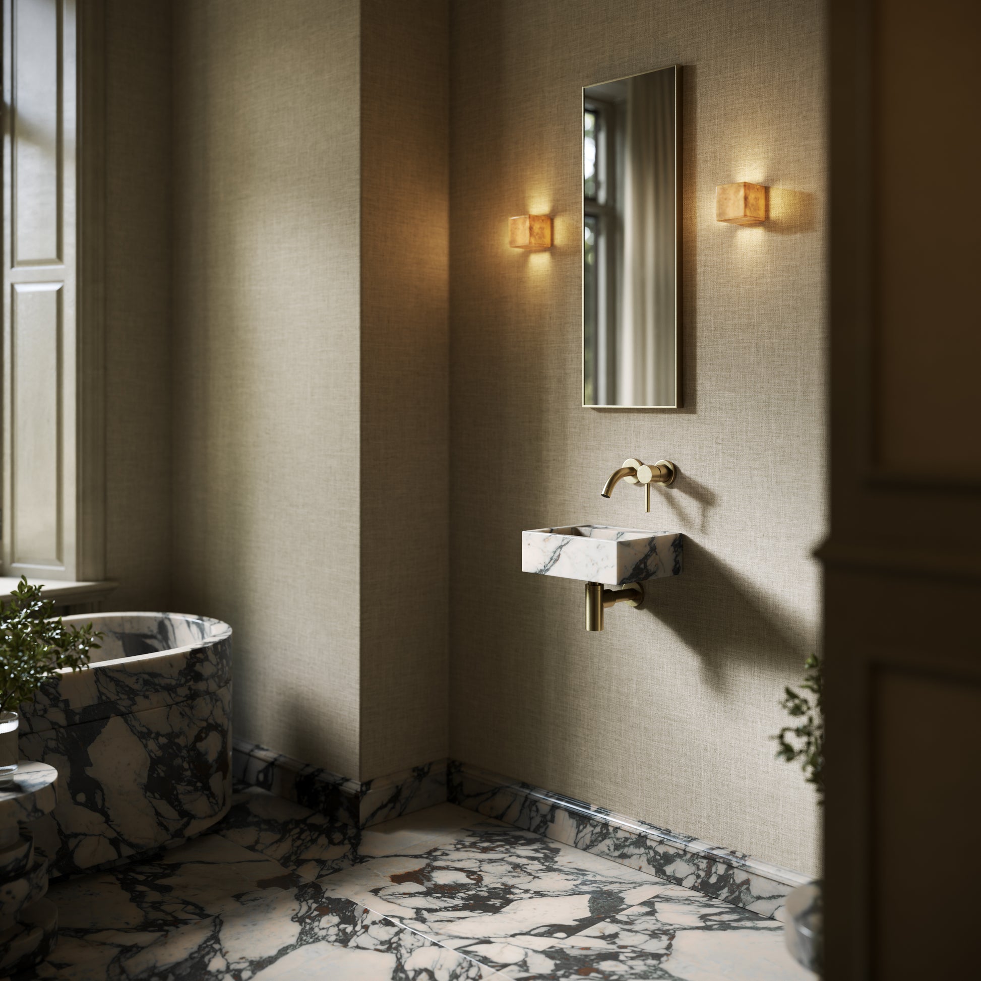 Vasel Calacatta Viola Marble Wall Hung Basin 300mm V2
