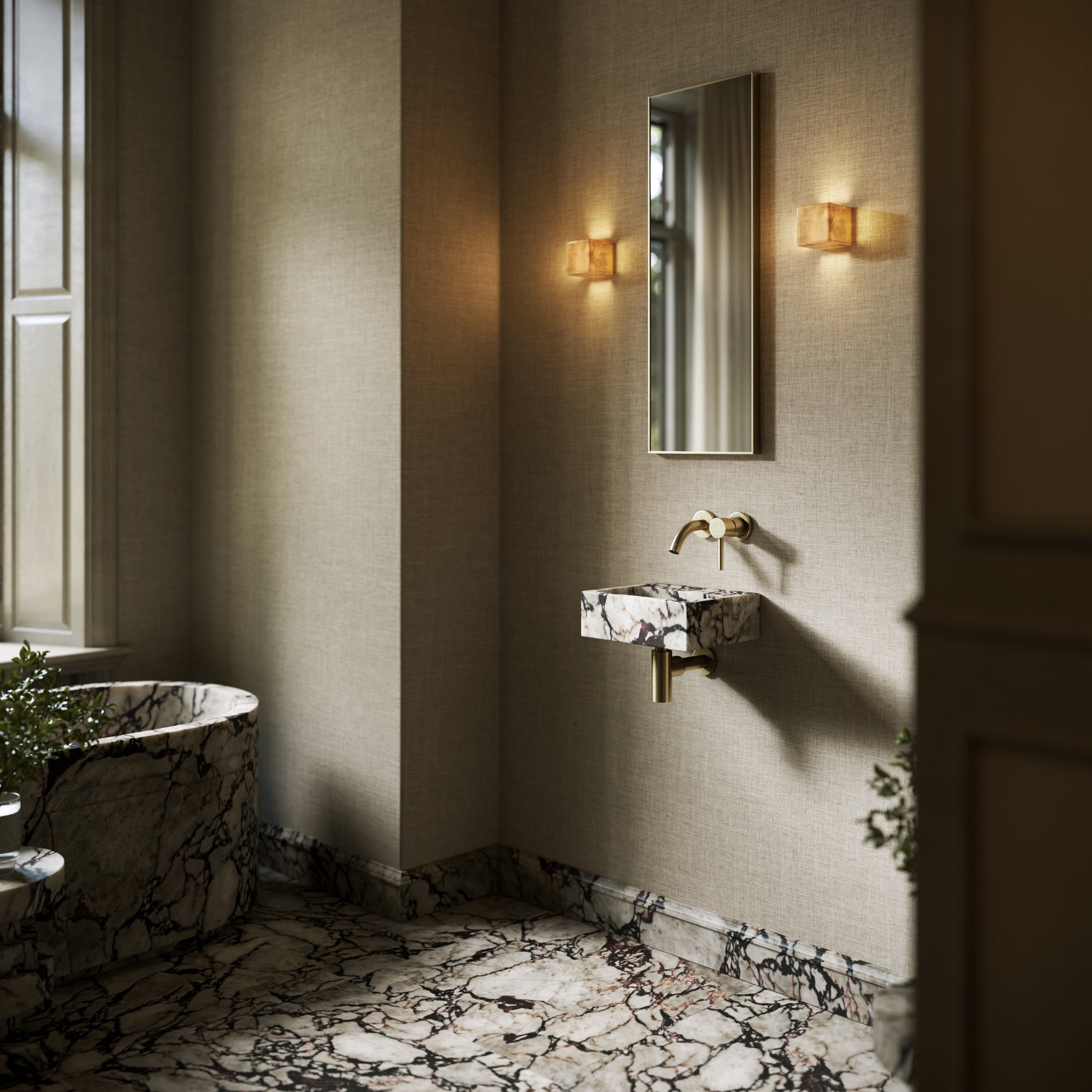 Vasel Calacatta Viola Marble Wall Hung Basin 300mm V2