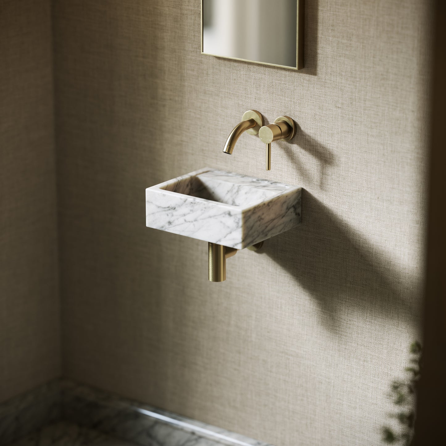 Vasel Carrara Marble Wall Hung Basin 300mm V2