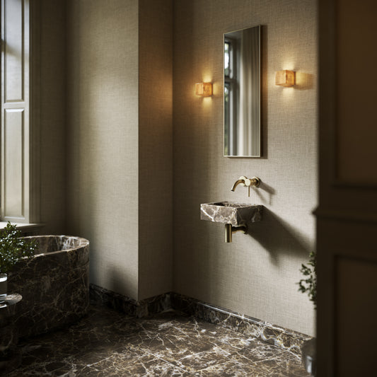 Vasel Dark Emperador Wall Hung Basin 300mm V2