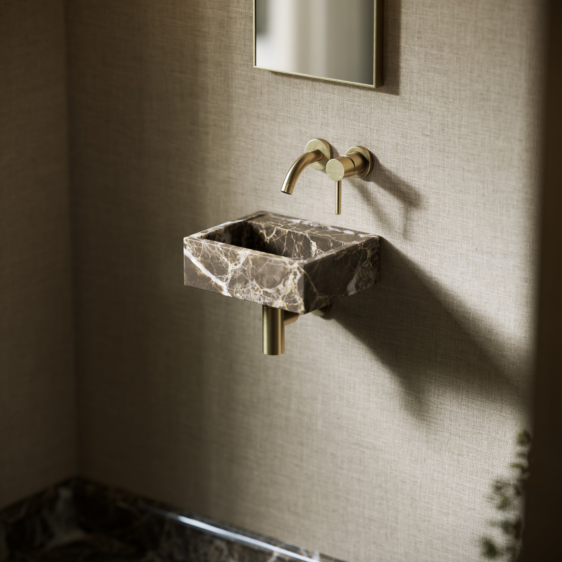 Vasel Dark Emperador Wall Hung Basin 300mm V2