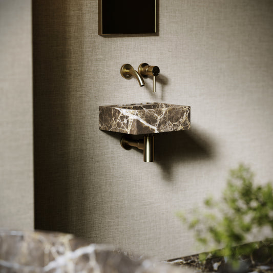 Vasel Dark Emperador Wall Hung Basin 300mm V2