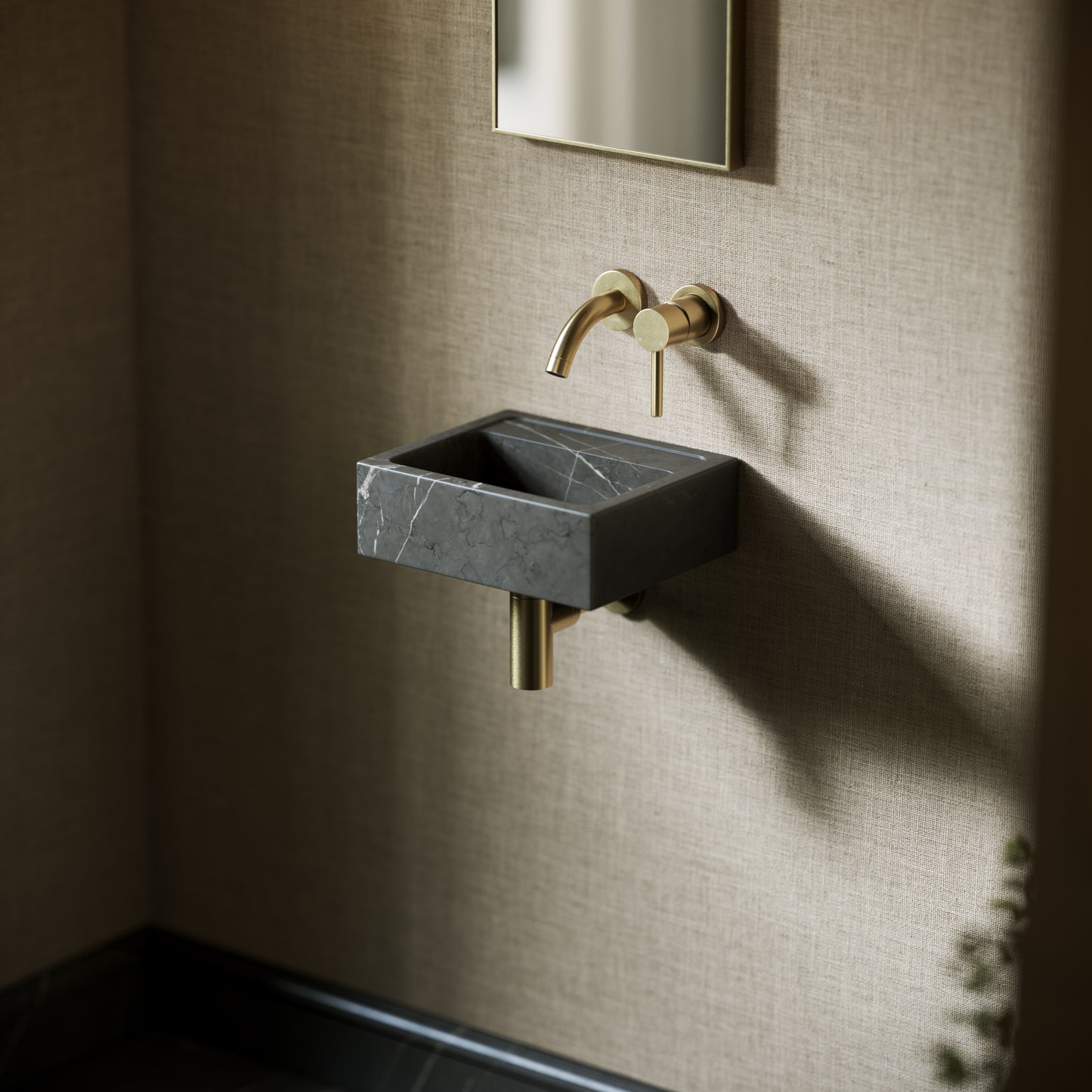 Vasel Pietra Grey Marble Wall Hung Basin 300mm V2
