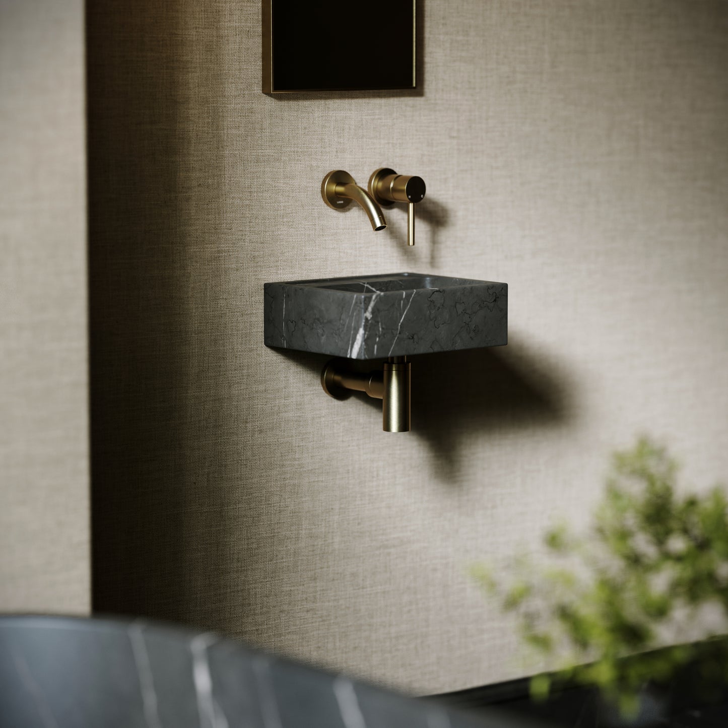 Vasel Pietra Grey Marble Wall Hung Basin 300mm V2