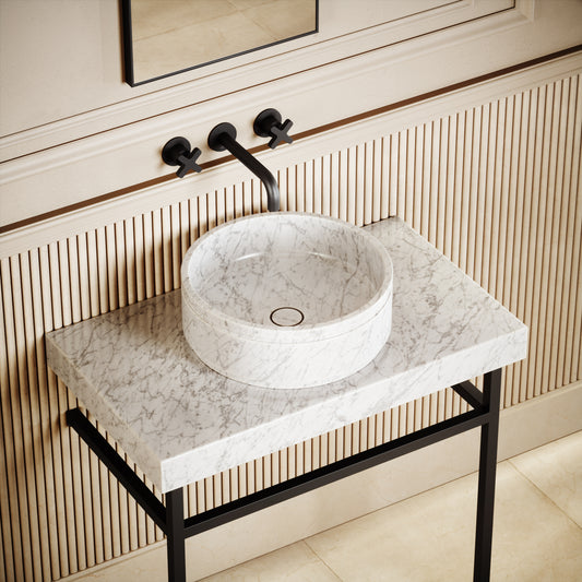 Vaso Carrara Marble Countertop Basin 400mm