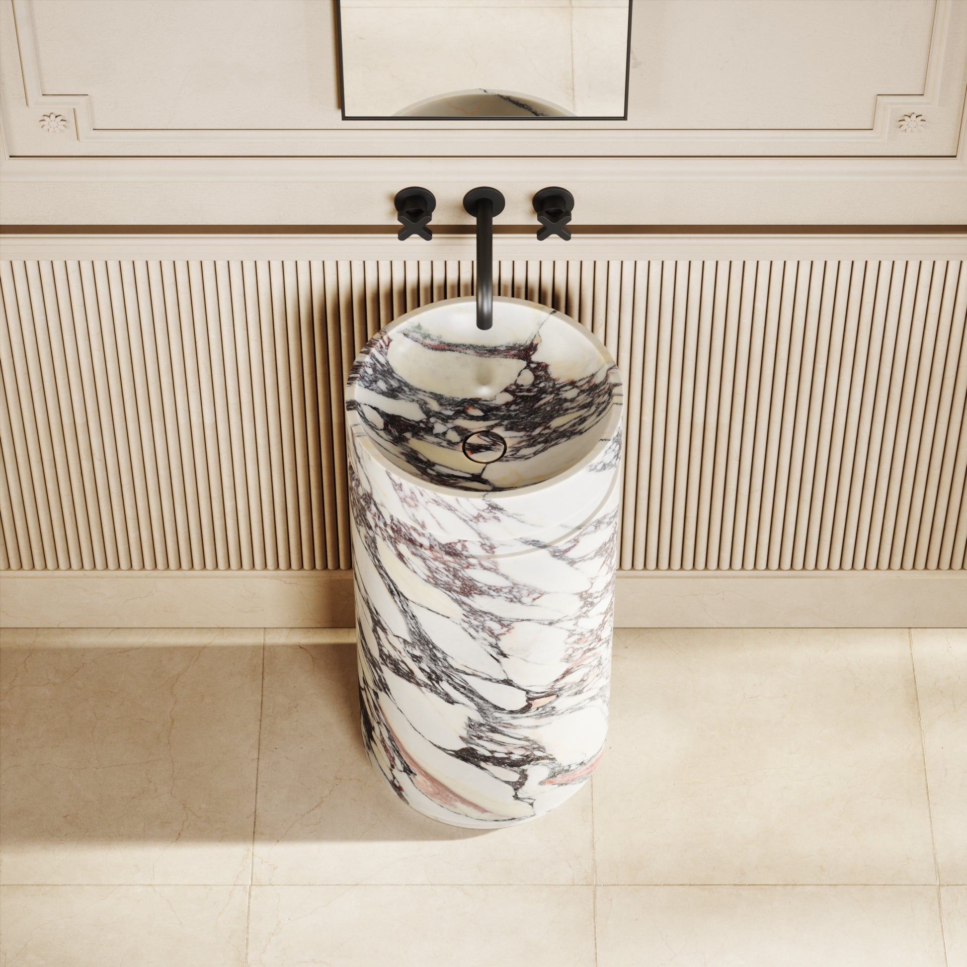 Vaso Calacatta Viola Marble Freestanding Basin 400mm