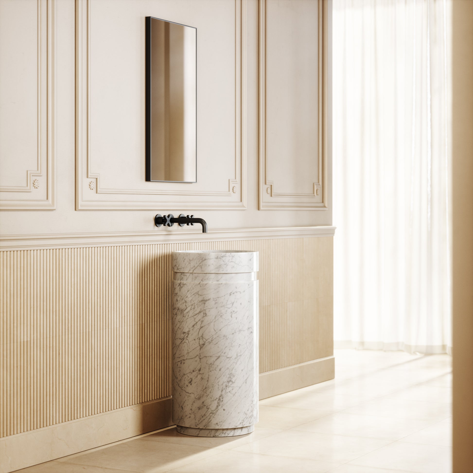 Vaso Carrara Marble Freestanding Basin 400mm