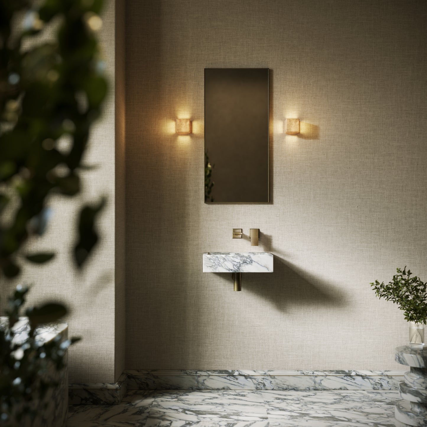 Via Arabescato Marble Wall Hung Basin 400mm V2