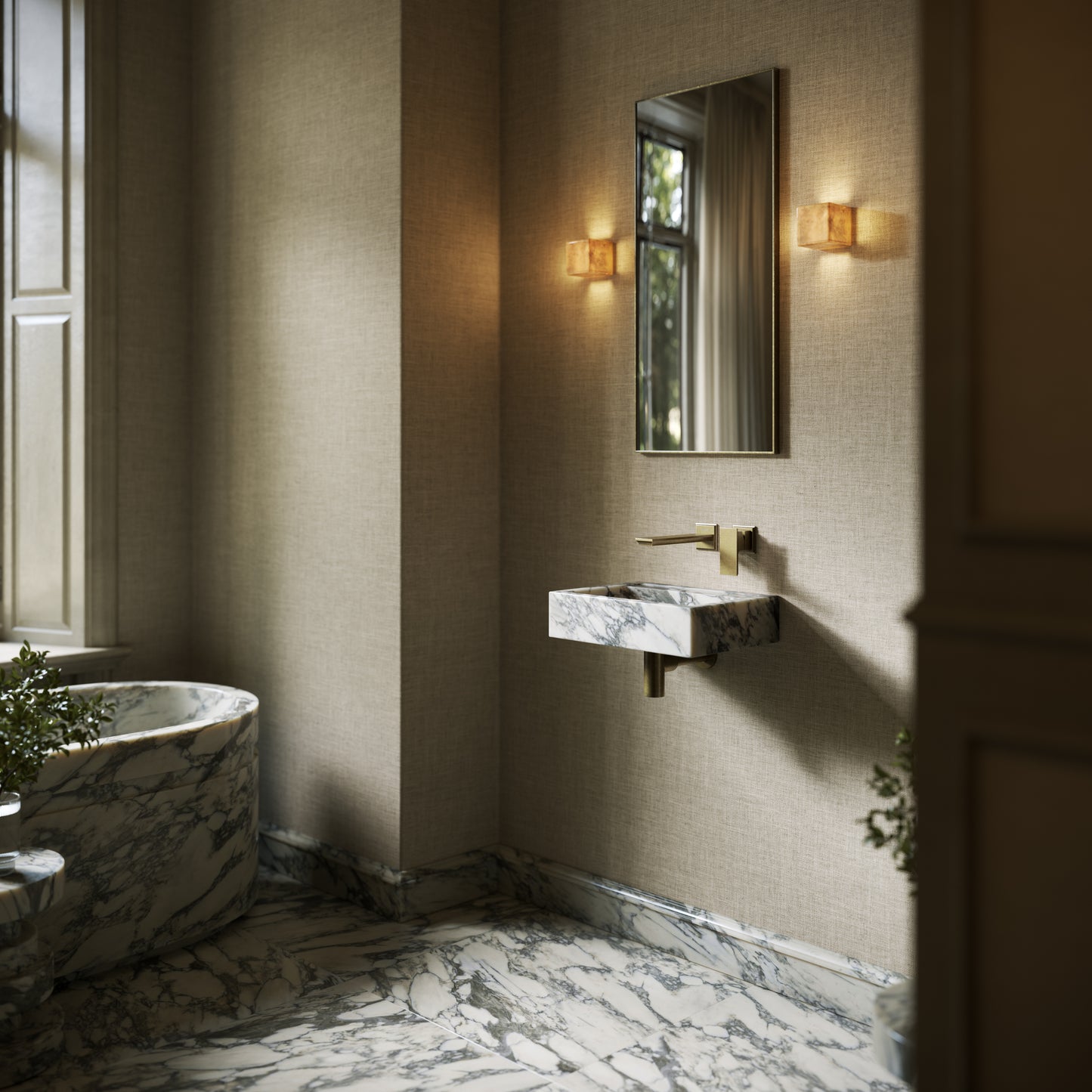 Via Arabescato Marble Wall Hung Basin 400mm V2