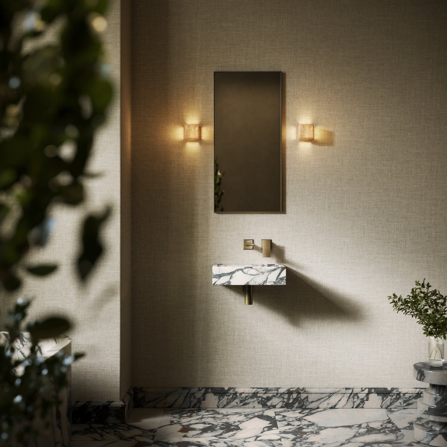 Via Calacatta Viola Marble Wall Hung Basin 400mm V2