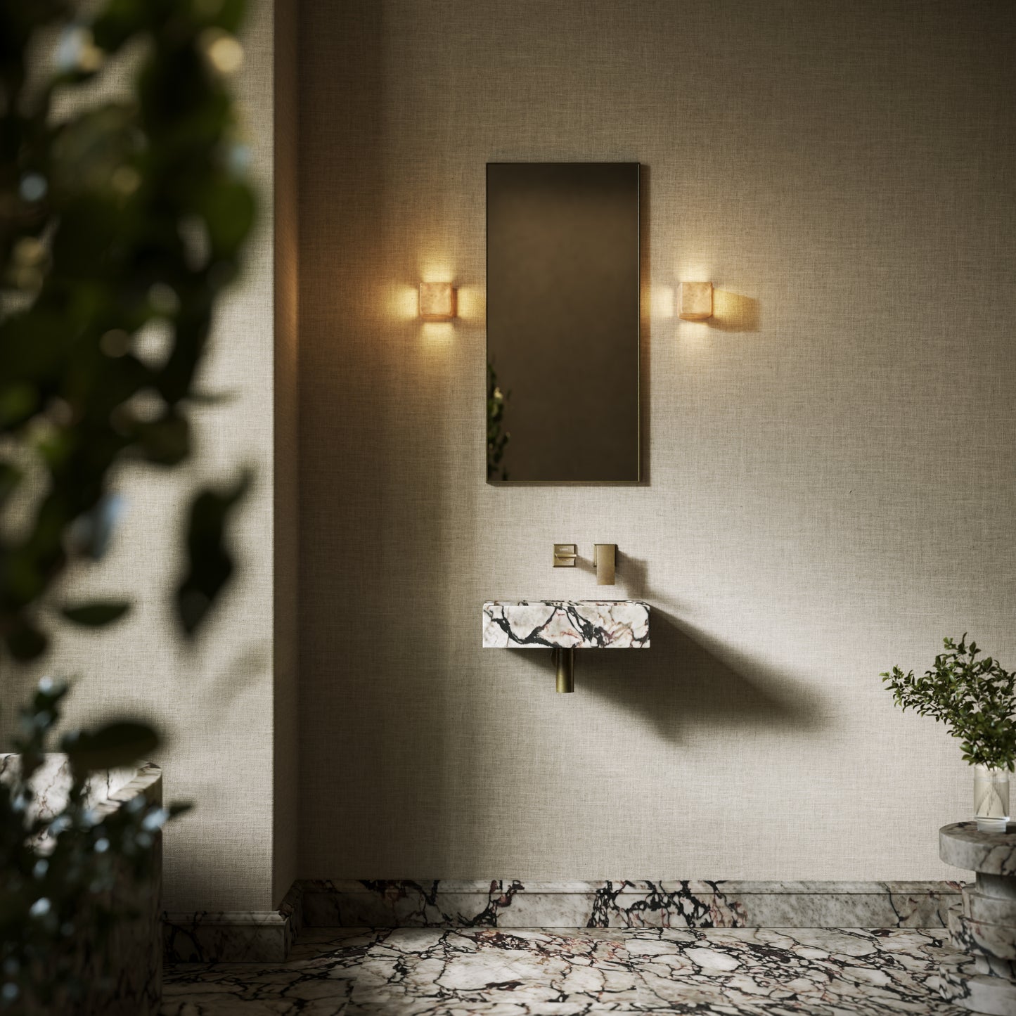 Via Calacatta Viola Marble Wall Hung Basin 400mm V2