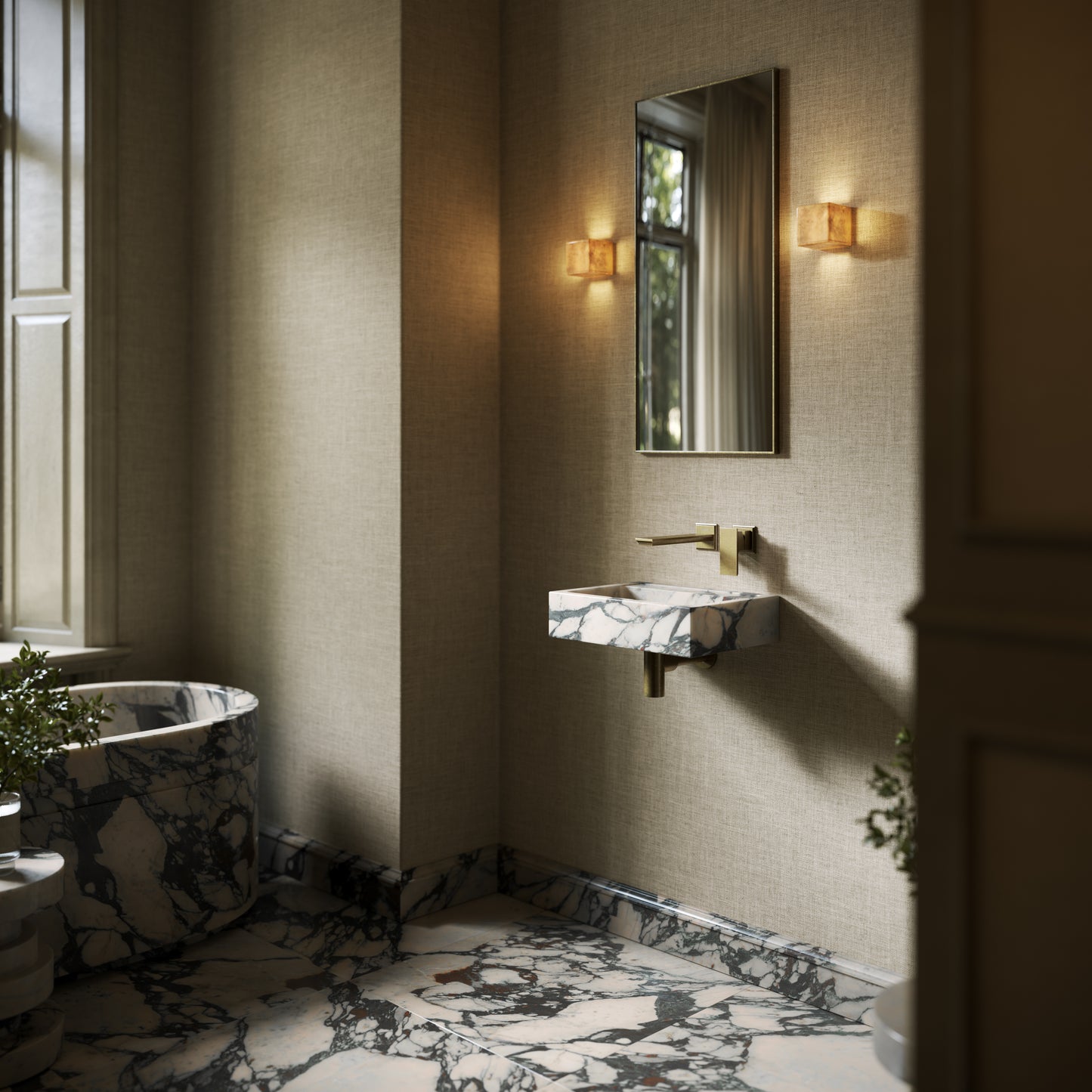 Via Calacatta Viola Marble Wall Hung Basin 400mm V2