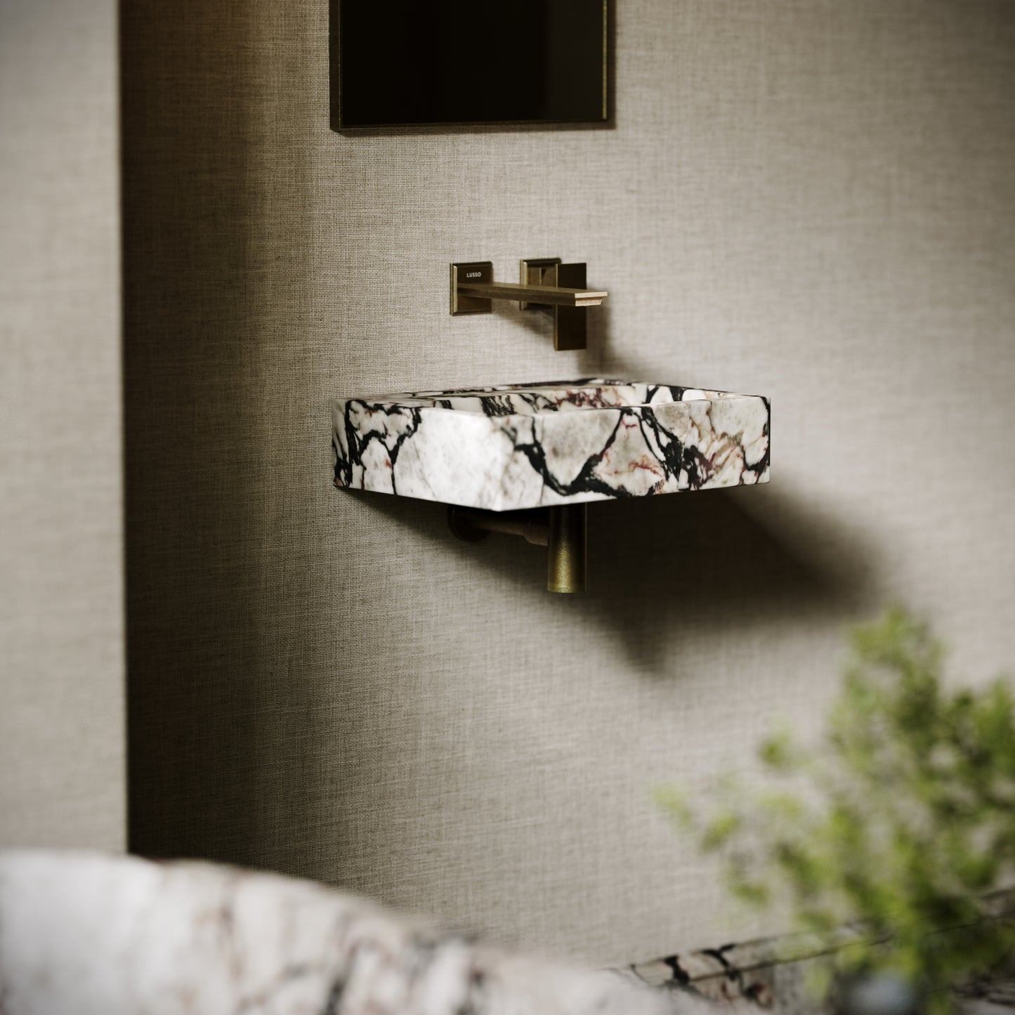 Via Calacatta Viola Marble Wall Hung Basin 400mm V2