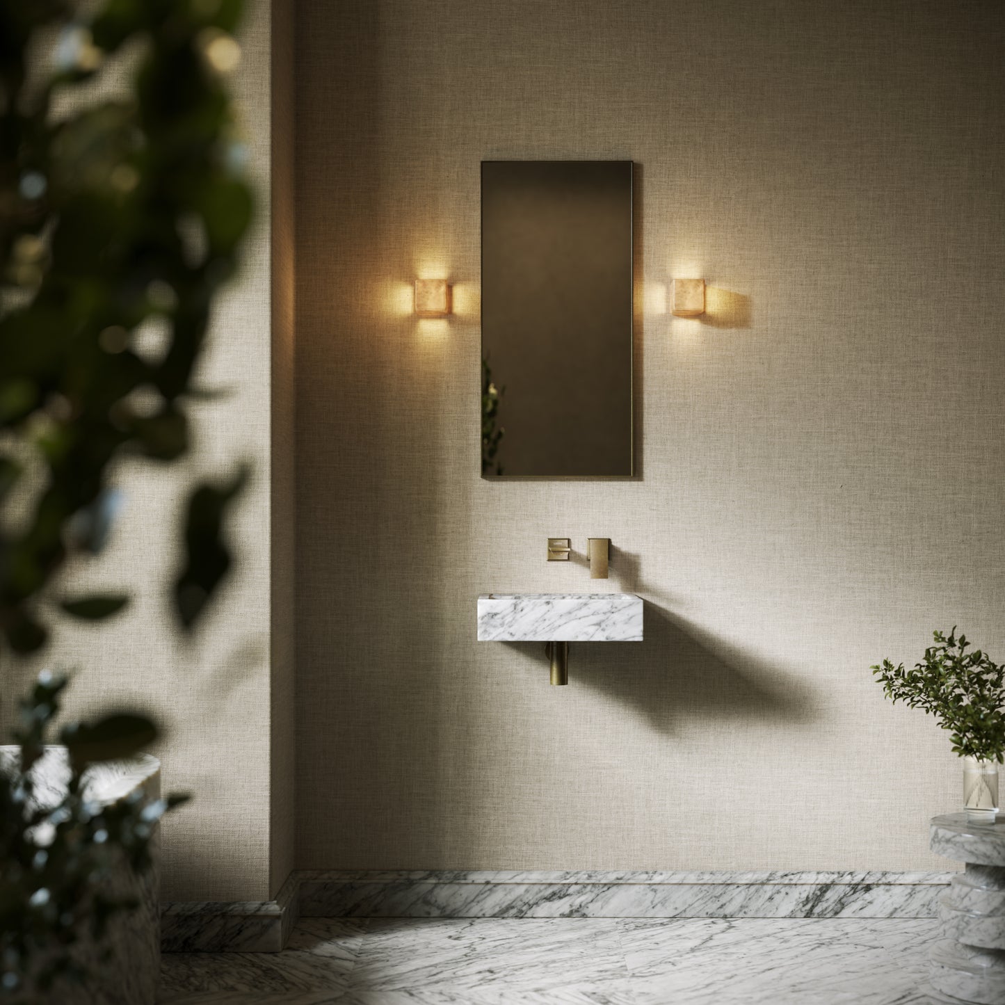 Via Carrara Marble Wall Hung Basin 400mm V2