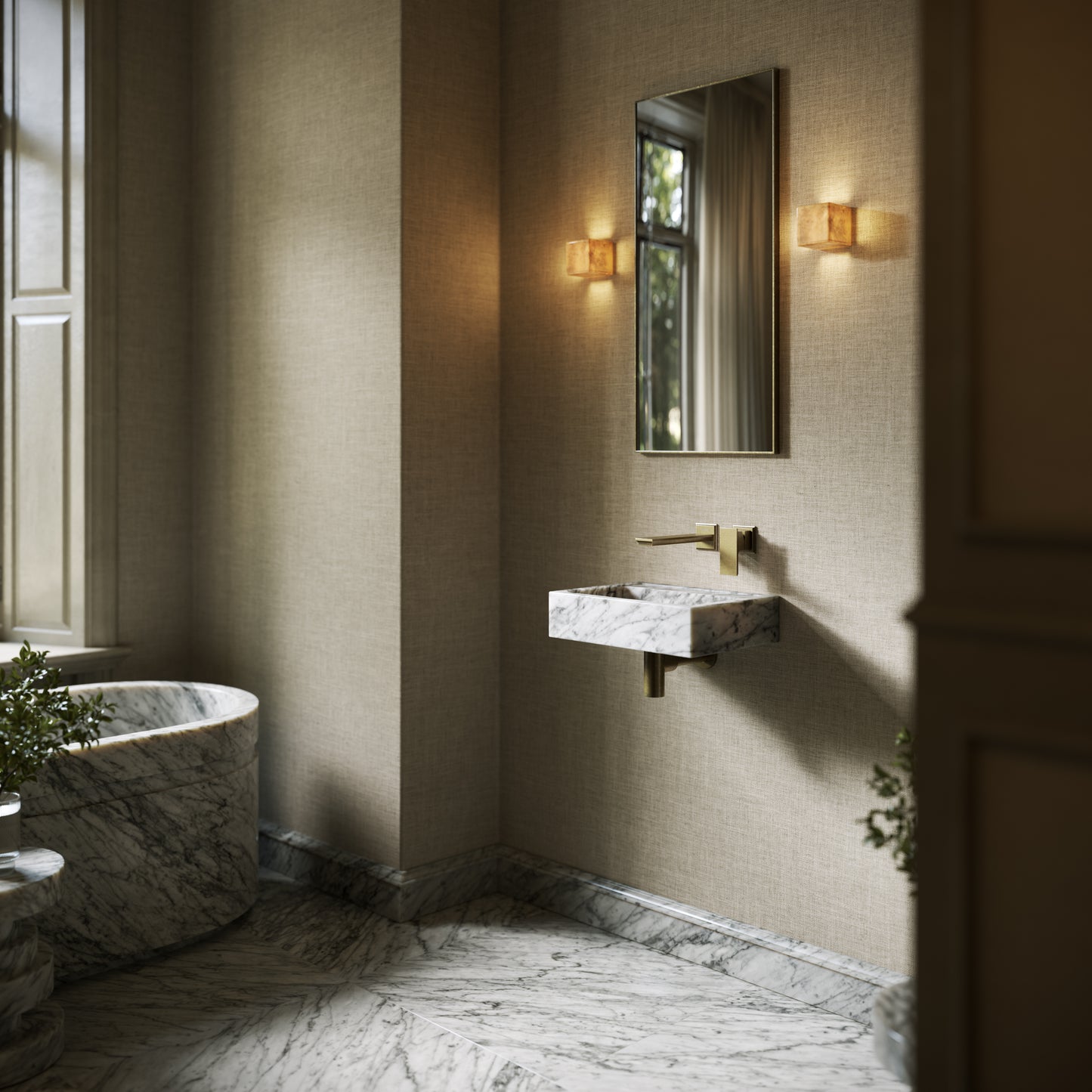 Via Carrara Marble Wall Hung Basin 400mm V2