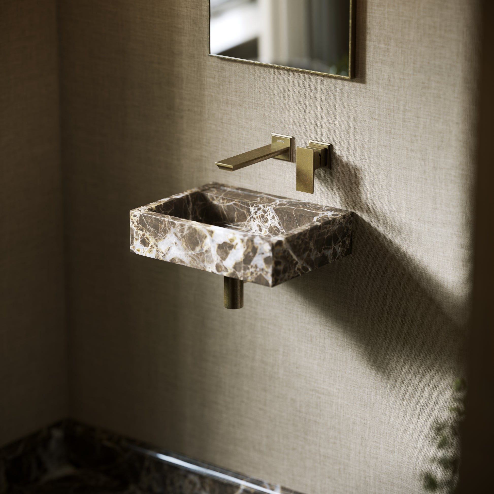 Via Dark Emperador Marble Wall Hung Basin 400mm V2