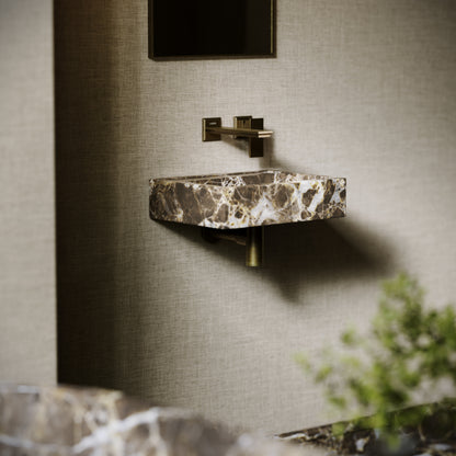 Via Dark Emperador Marble Wall Hung Basin 400mm V2