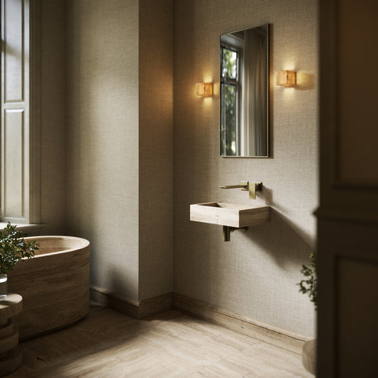 Via Travertine Stone Wall Hung Basin 400mm V2