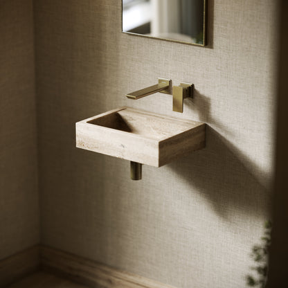 Via Travertine Stone Wall Hung Basin 400mm V2