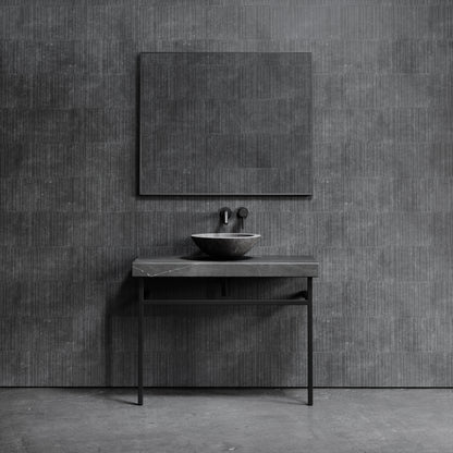 Lomazzo Pietra Grey Marble Countertop Matte Black Vanity Unit 1000mm