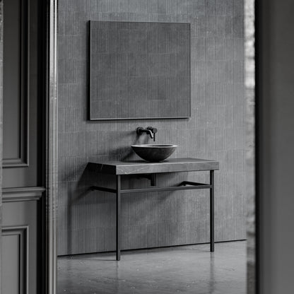 Lomazzo Pietra Grey Marble Countertop Matte Black Vanity Unit 1000mm