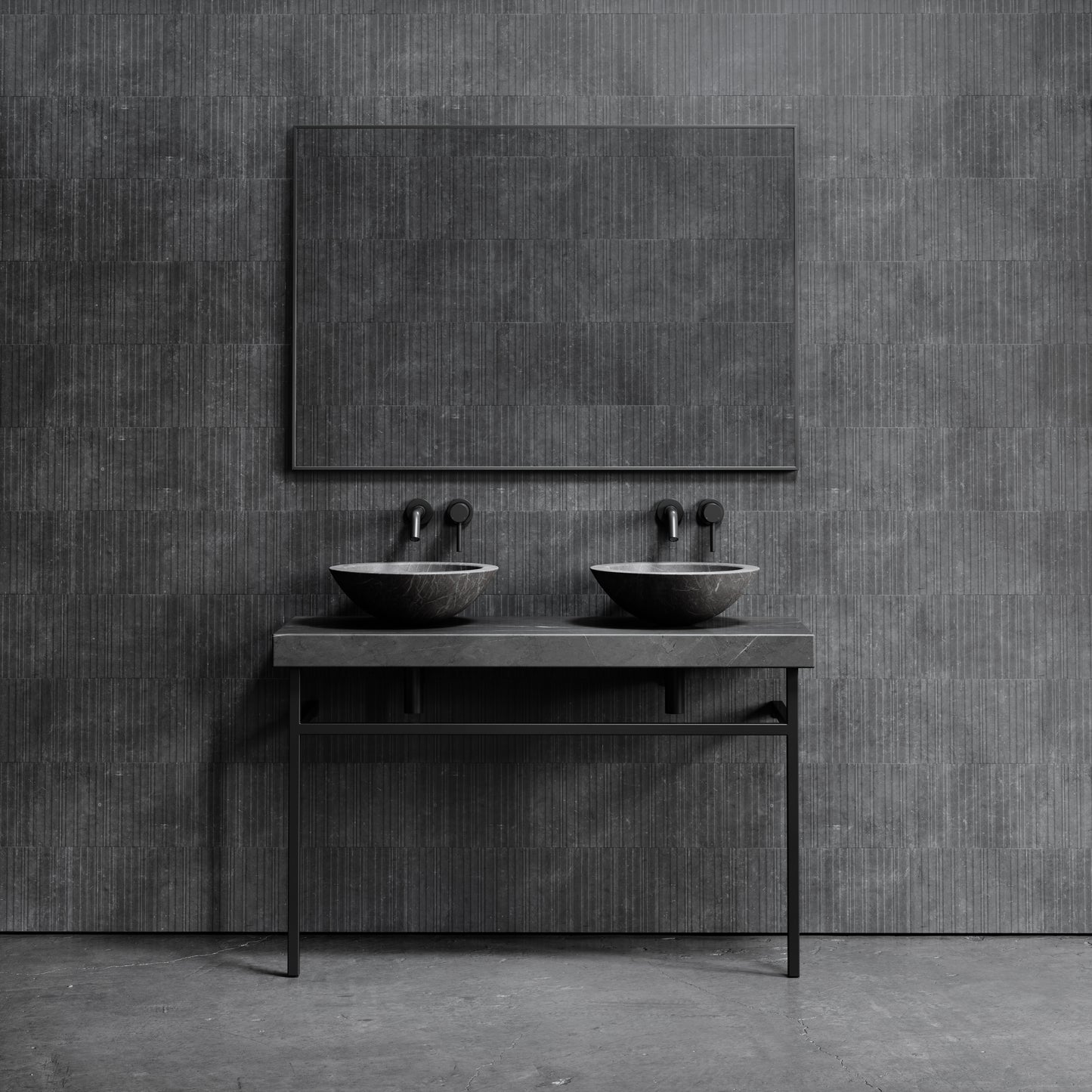 Lomazzo Pietra Grey Marble Countertop Matte Black Vanity Unit 1200mm