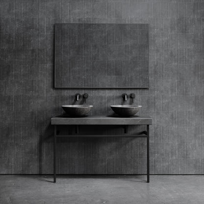 Lomazzo Pietra Grey Marble Countertop Matte Black Vanity Unit 1200mm