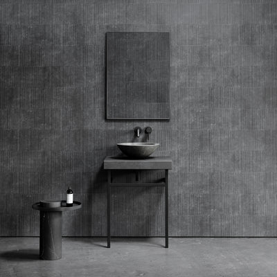 Lomazzo Pietra Grey Marble Countertop Matte Black Vanity Unit 600mm