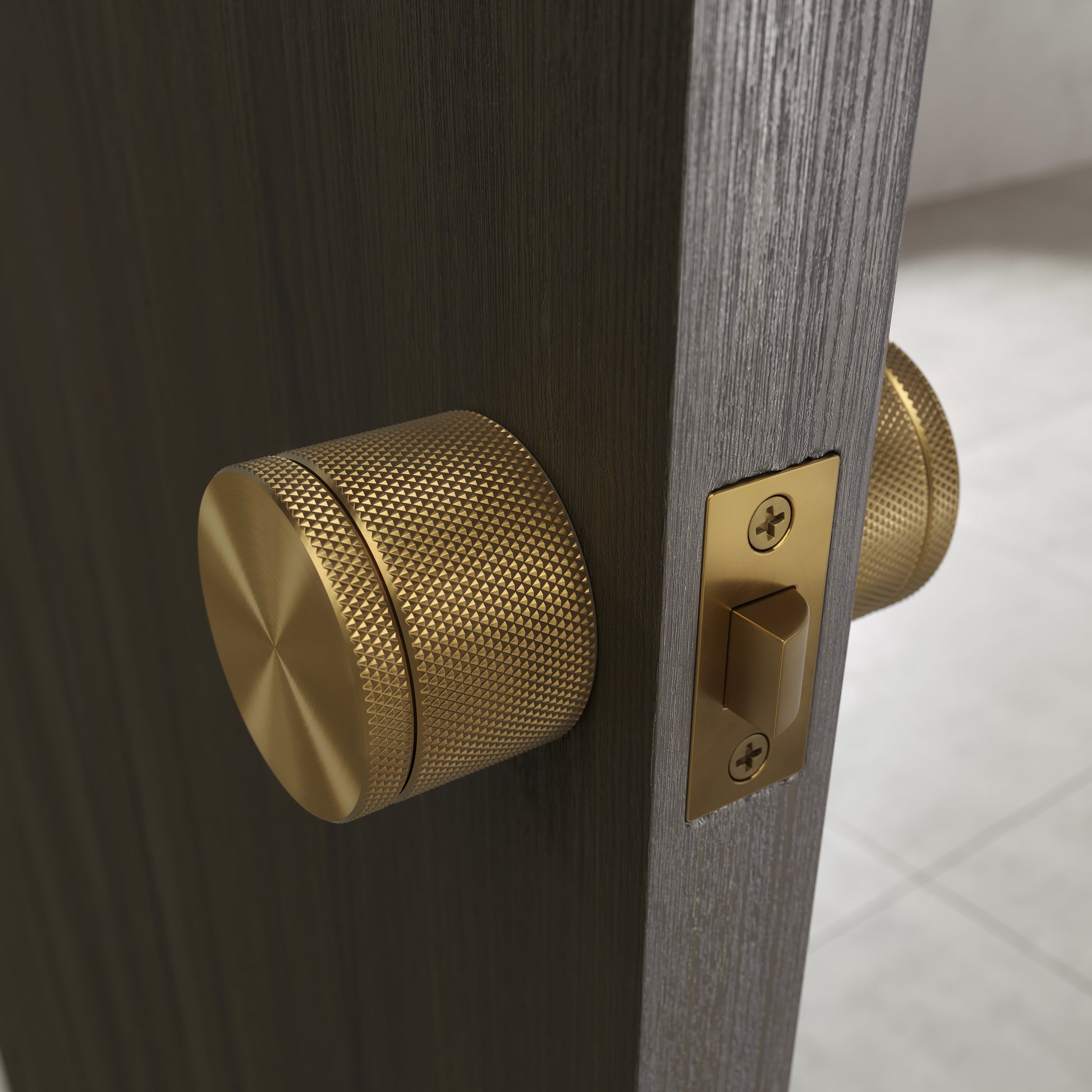 Spectre Knurled Brushed Gold Internal Door Handle
