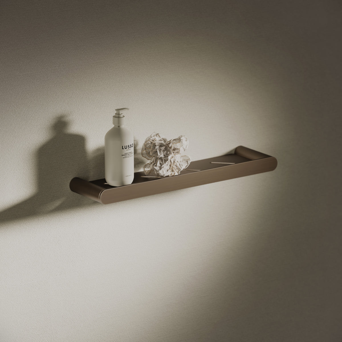 Luxe Brushed Bronze Bathroom Shower Storage Shelf