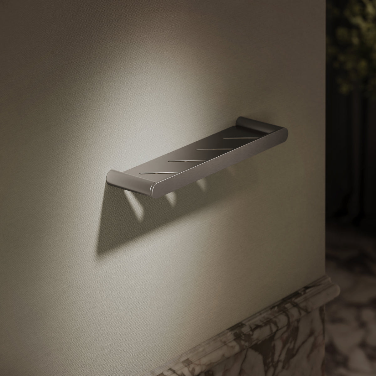 Luxe Brushed Stainless Bathroom Shower Storage Shelf