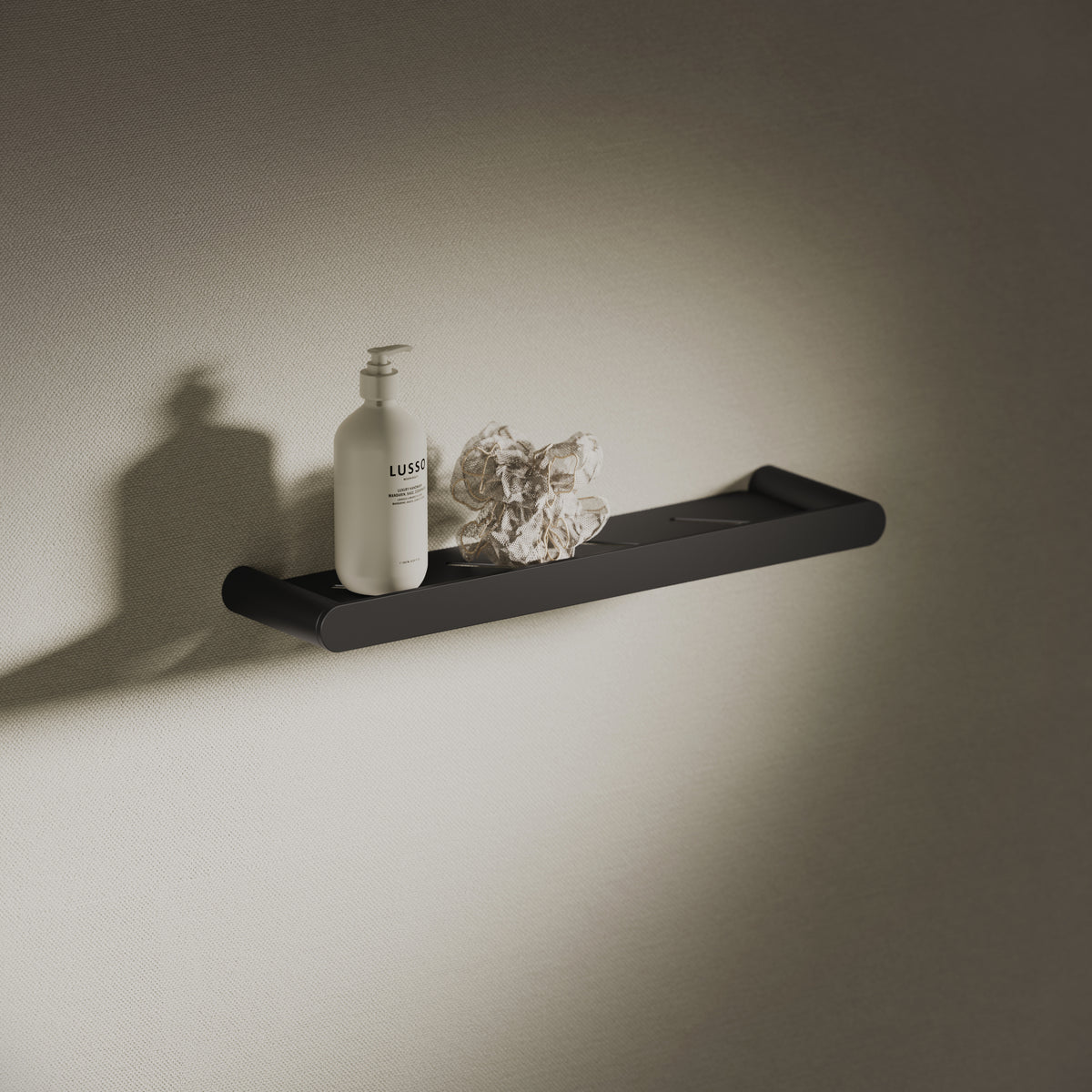Luxe Matte Black Bathroom Shower Storage Shelf