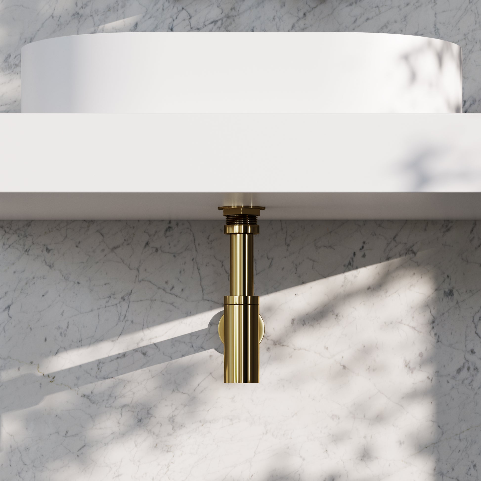 Luxe Polished Brass Round Bottle Trap