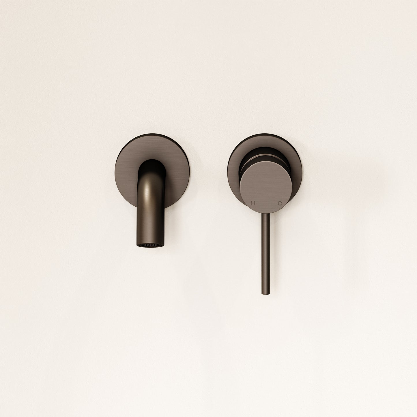 Luxe Deep Bronze Short Projection Wall Mounted Basin Mixer Tap