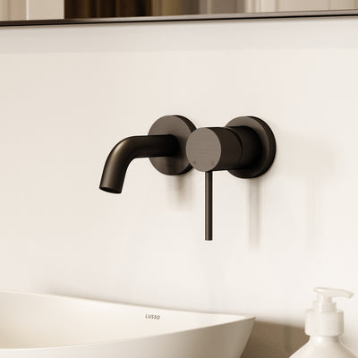 Luxe Deep Bronze Short Projection Wall Mounted Basin Mixer Tap