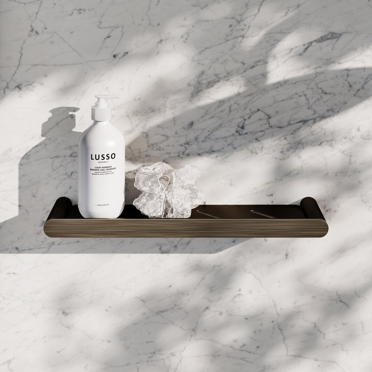 Luxe Brushed Bronze Bathroom Shower Storage Shelf