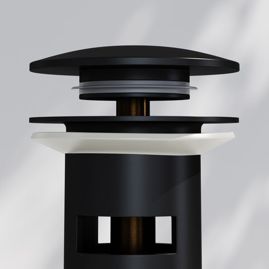 Luxe Matte Black Slotted Click Clack Basin Waste